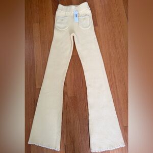 Frankie's Bikinis Cream Ribbed Knit Pants